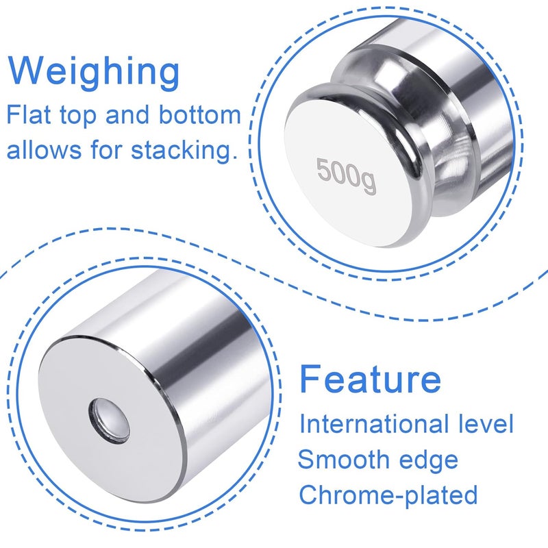 QP 500g Calibration Weights, OIML M1 High Precision Gram Weights, Stainless Steel Scale Calibration Weight for Digital Scale, Weight Scale, balance Scale, Chrome Finish Scale Weights with Storage Case - Image 3